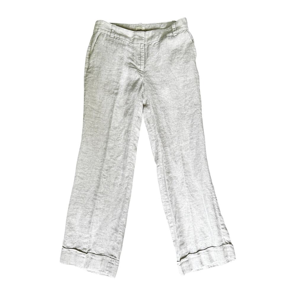 J. Crew Linen Size 6? Cropped Trousers Natural Straight Leg